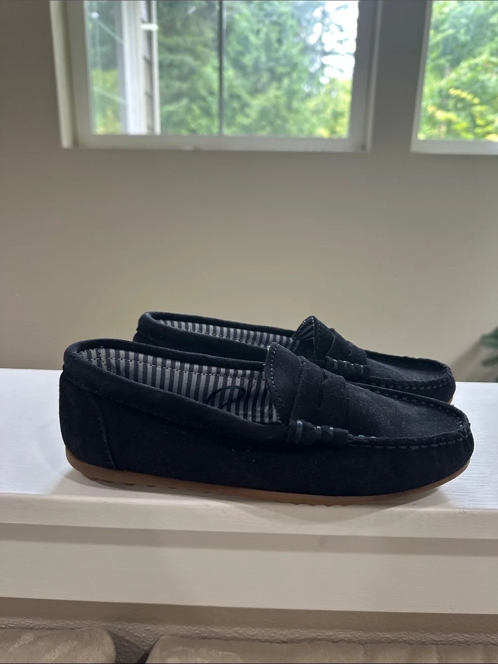 Mango Kids Navy Suede Slip-On Loafers